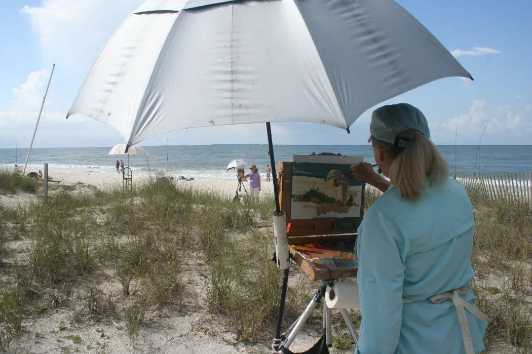 Artist painting beach on St. George Island FL